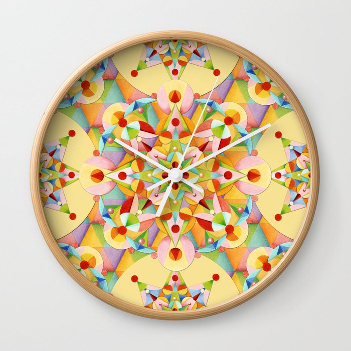 Pastel Mandala Rainbow Wall Clock