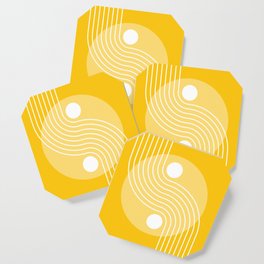 Geometric Lines and Shapes 29 in Mustard Yellow Coaster