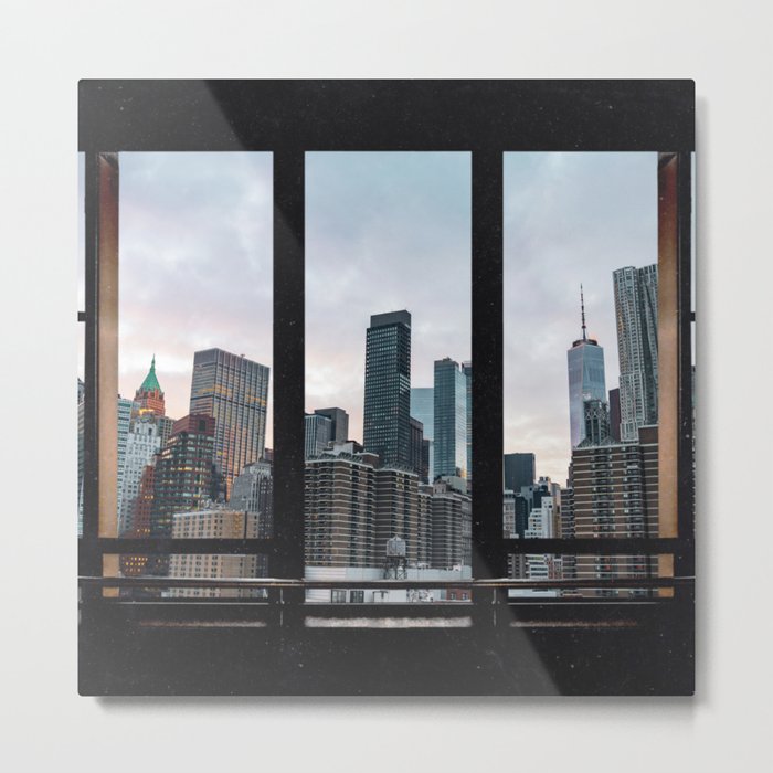 New York City Window Skyline Metal Print