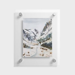 Watercolor Winter Mountains Landscape Floating Acrylic Print