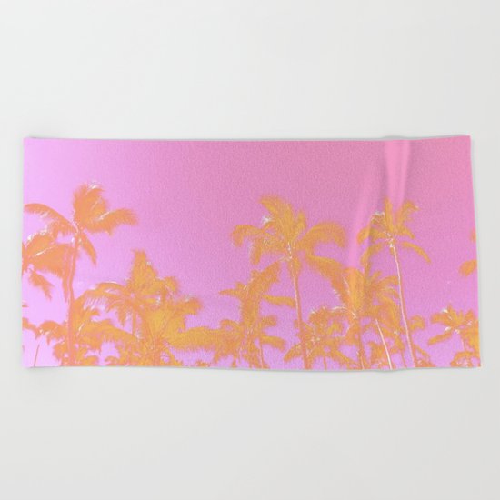 Pink Pastel palms Beach Towel