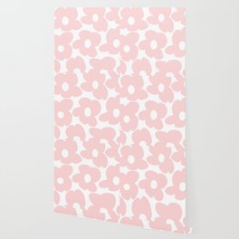Large Baby Pink Retro Flowers on White Background #decor #society6 #buyart Wallpaper