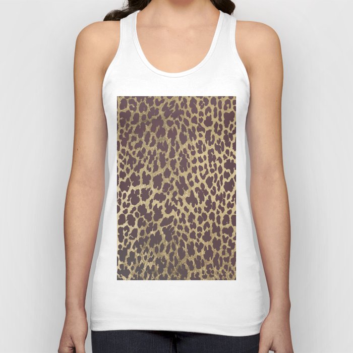 Modern burgundy gold leopard animal print Tank Top