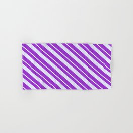 [ Thumbnail: Lavender and Dark Orchid Colored Striped/Lined Pattern Hand & Bath Towel ]