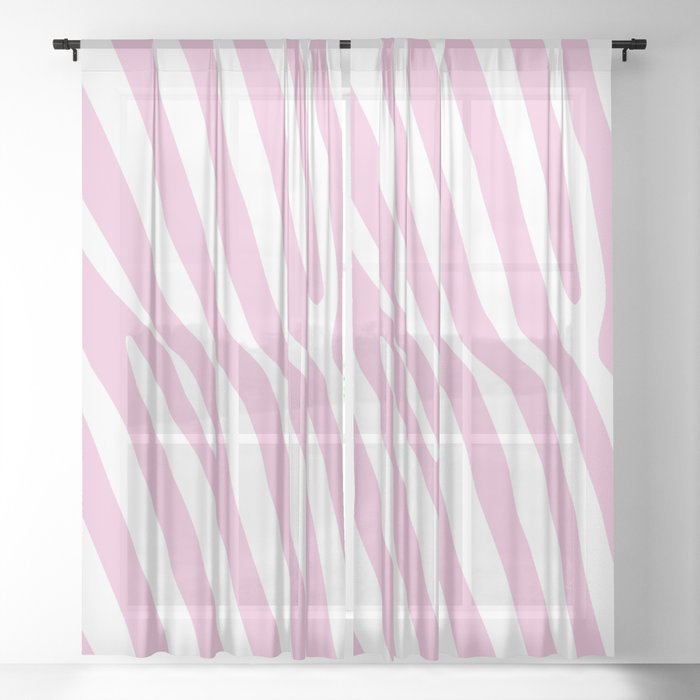 Baby Pink Zebra Stripes Sheer Curtain By Rose Gold Society6