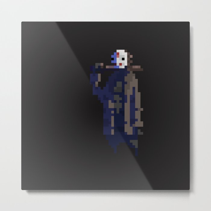 Jason Voorhees in pixels, dark Metal Print