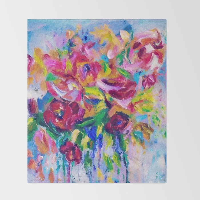 Abstract Colorful Flowers Throw Blanket By Olenaart Society6