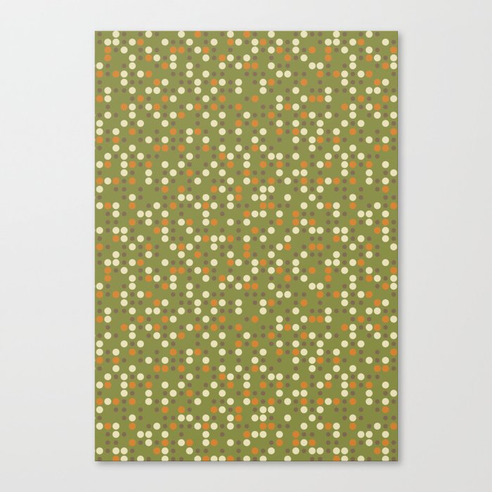 Olive Mid Century Modern Dots Canvas Print