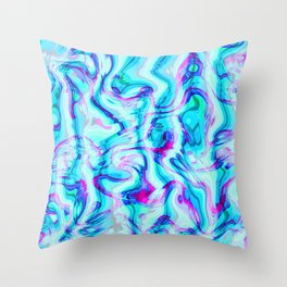 Funky liquid blue shapes Throw Pillow
