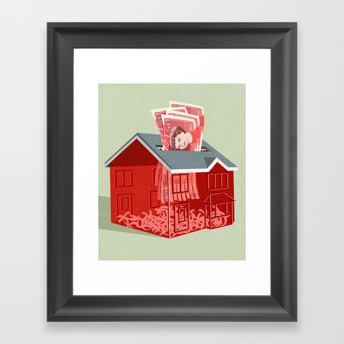 Money shredder Framed Art Print