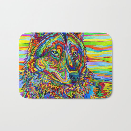 Psychedelic Wolf Bath Mat
