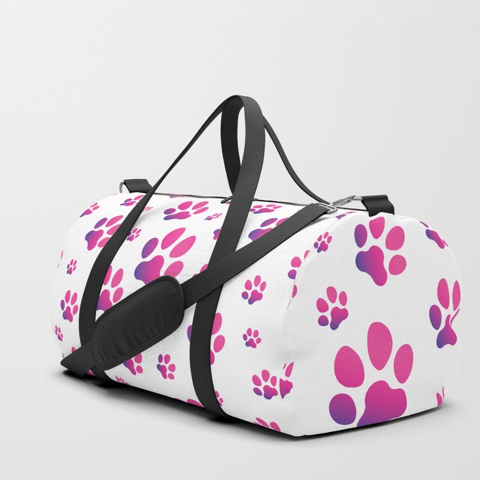 Pink Dog Paws Print Dog Lovers Pattern Duffle Bag