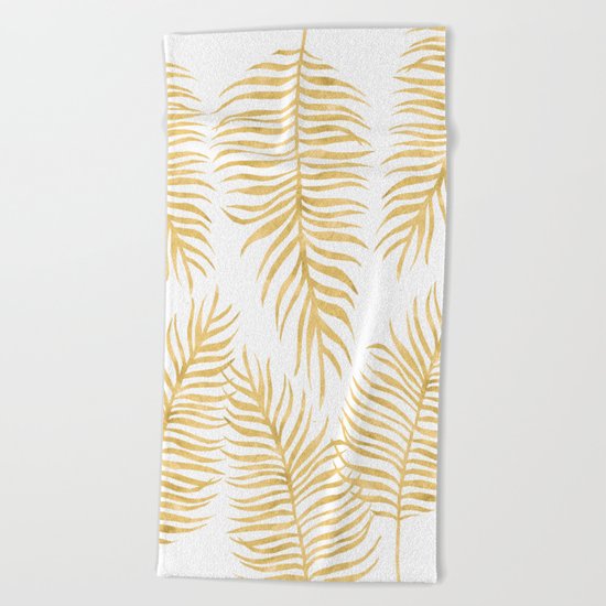 Fern Pattern Gold Beach Towel
