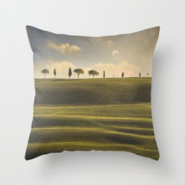 Rolling hills, cypress and pine trees. Tuscany, Italy Throw Pillow