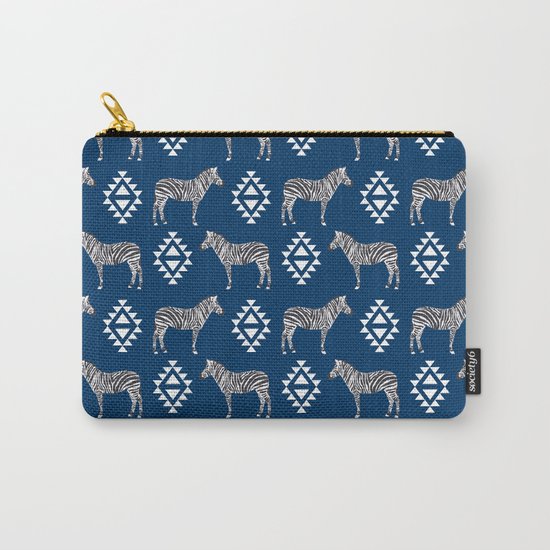 Zebra minimal navy and white modern pattern basic home dorm decor nursery Carry-All Pouch