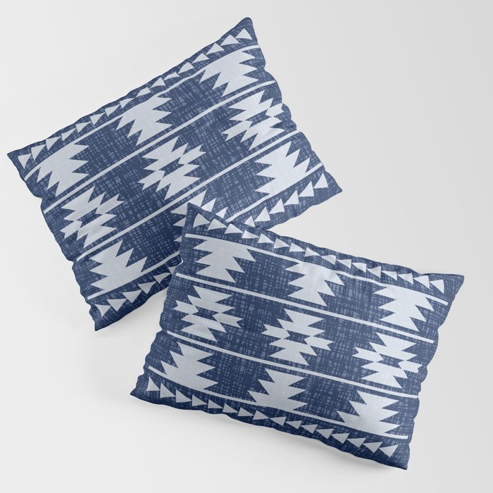 Southwestern Pattern 128 Indigo Blue Pillow Sham