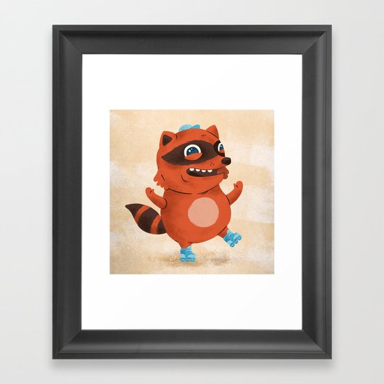 Rollerblade Raccoon Framed Art Print