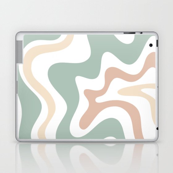 Liquid Swirl Abstract Pattern in Celadon Sage Laptop & iPad Skin