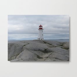 Peggy's Cove lighthouse Metal Print | Stormyday, Digital, Monicastroud, Seaskylandscapes, Whitegreyred, Iconic, Photo, Easterncanada, Clouds, Lighthouse 