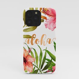 Aloha Watercolor Tropical Hawaiian leaves and flowers iPhone Case