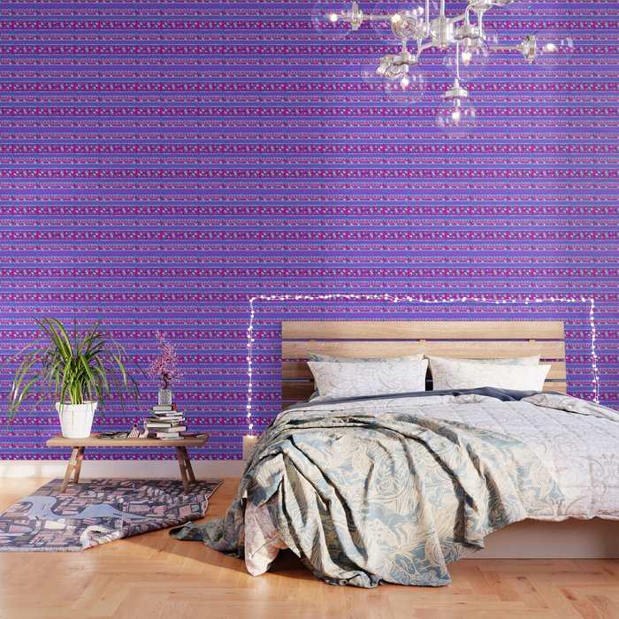 Latin American Pattern Pink Purple Blue Funky Art Colourful