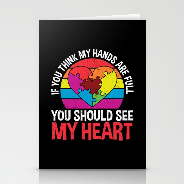 My Heart Is Full Autism Awareness Stationery Cards