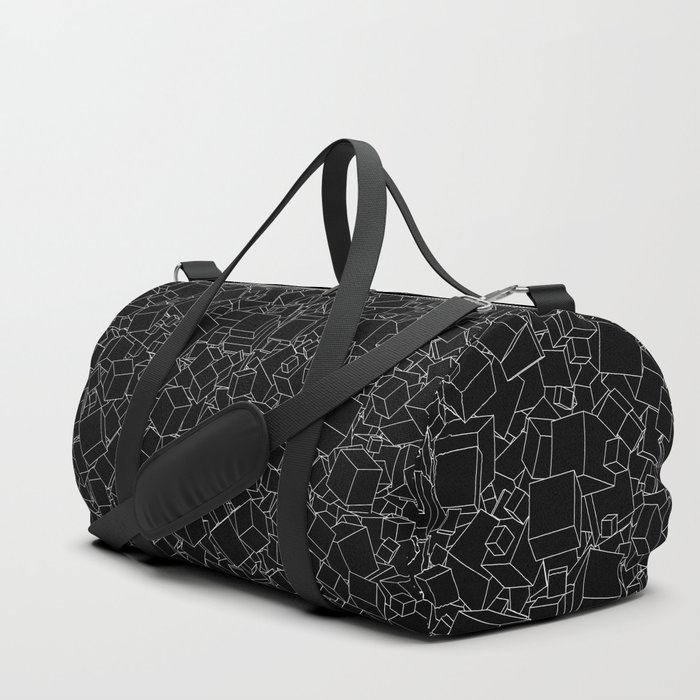 Cubic B&W inverted / Lineart texture of 3D cubes Duffle Bag
