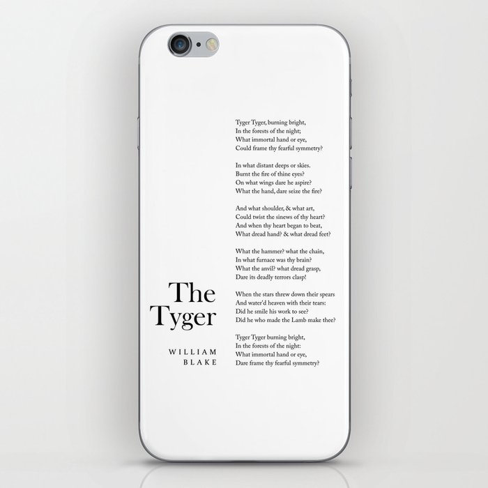 The Tyger - William Blake Poem - Literature - Typography Print 1 iPhone Skin