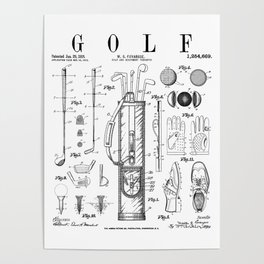 Golf Club Golfer Old Vintage Patent Drawing Print Poster