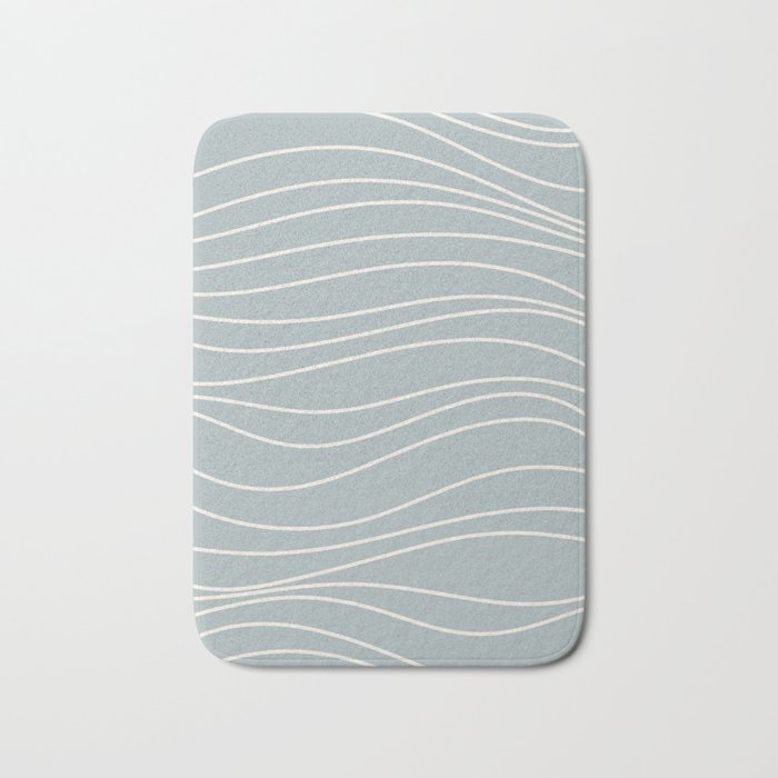 Softscape - Light Blue-Gray and Cream Minimalist Abstract Line Pattern  Bath Mat