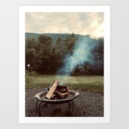 Smoke Over The Mountains Art Print | Digital, Nature, Camping, Color, Photo 