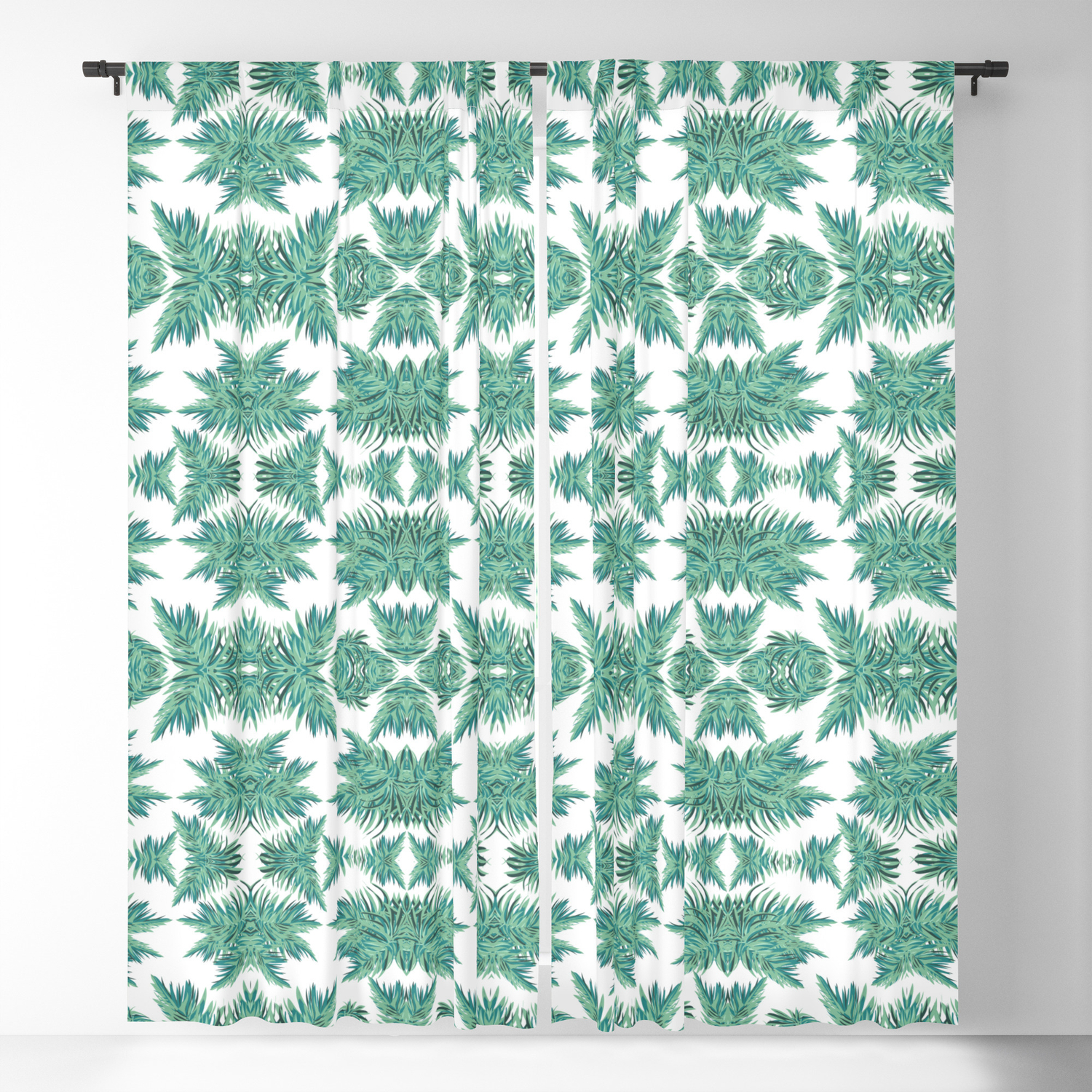 Jungle Rhythm Retro Inspired Palm Tree Print Blackout Curtain By