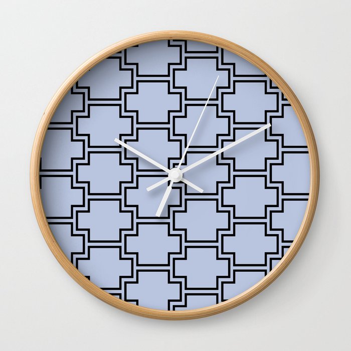 Black and Pastel Blue Tessellation Line Pattern 2 Pairs DE 2022 Trending Color Prim Blue DE5898 Wall Clock