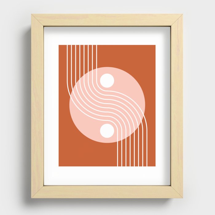 Geometric Lines and Shapes 12 - Rust and Rose Gold  Recessed Framed Print