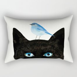 Cat and Bird Rectangular Pillow