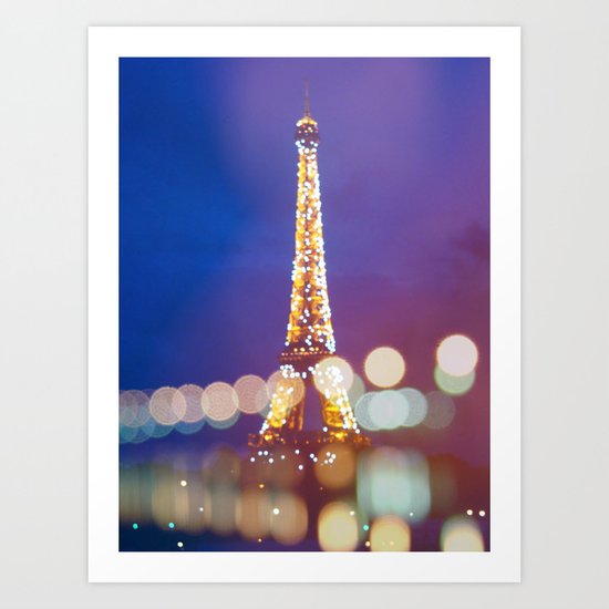 Eiffel tower by night Art Print