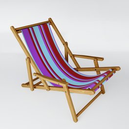 [ Thumbnail: Sky Blue, Dark Orchid, and Dark Red Colored Pattern of Stripes Sling Chair ]