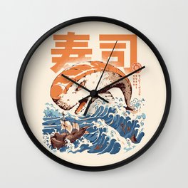 Moby Sushi Wall Clock | Retro, Food, Mobydick, Japan, Greatwave, Pulp, Kraken, Japanese, Kanagawa, Kanji 