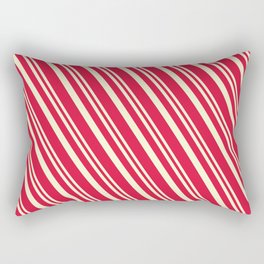 [ Thumbnail: Light Yellow & Crimson Colored Striped Pattern Rectangular Pillow ]