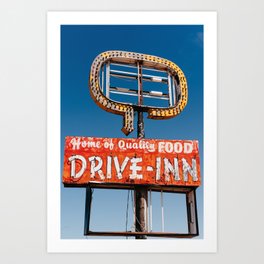 New Mexico Drive Inn Art Print | Typography, Photo, Neonsign, Desert, Architecture, Red, Yellow, Newmexico, Inn, Roadtrip 