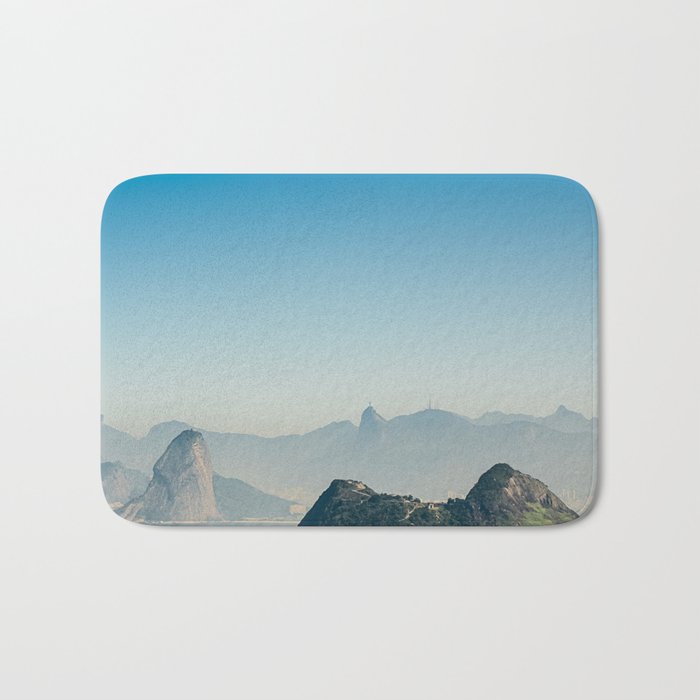 Brazil Photography - Rio De Janeiro Under The Blue Foggy Sky Bath Mat