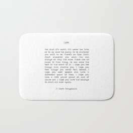 For What It's Worth, It's Never Too Late, F. Scott Fitzgerald quote, Inspiring, Great Gatsby, Life Bath Mat | Fitzgeraldquote, Bewhateveryouwant, Lifequote, Quotes, Poem, Minimalist, Inspiringmotto, Tooearly, Typewriter, Inspirationalquote 