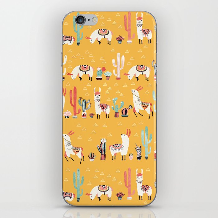 Happy llama with cactus in a pot iPhone Skin