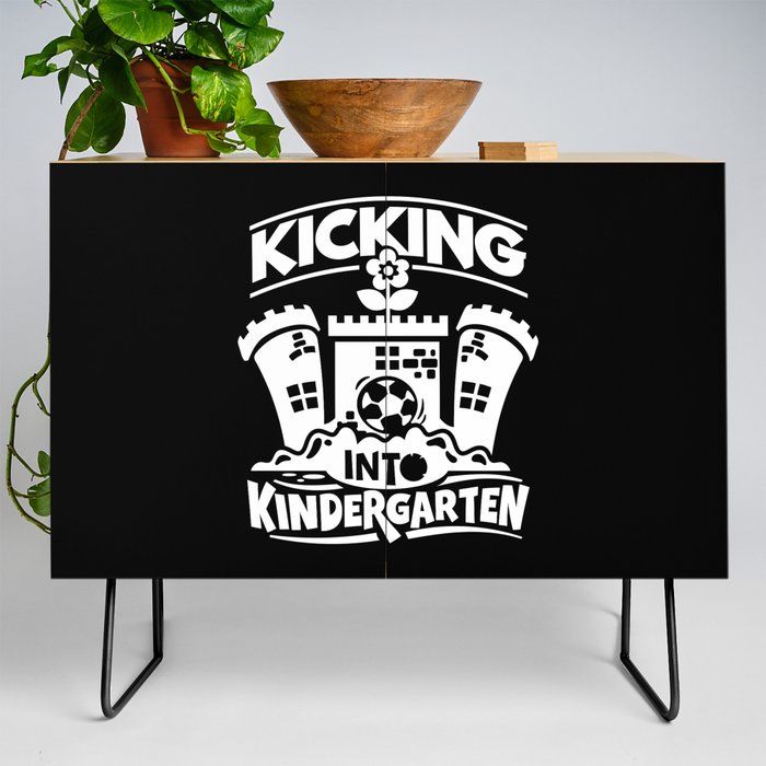 Kicking Into Kindergarten Cute Kids Illustration Credenza