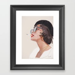 girl smoking a cigarette Framed Art Print