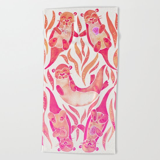 Five Otters – Pink Ombré Beach Towel
