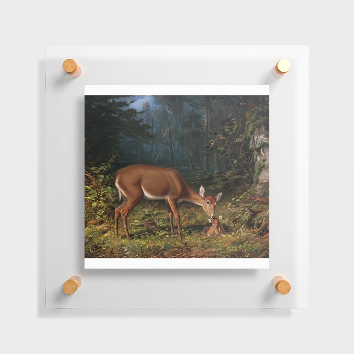 Deer & Fawn Love Art Floating Acrylic Print