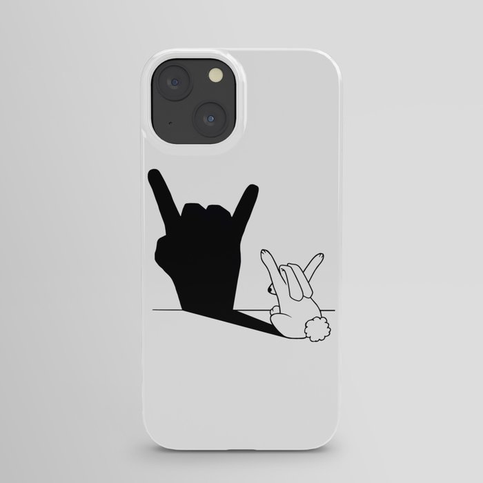 Rabbit Rock and Roll Hand Shadow iPhone Case