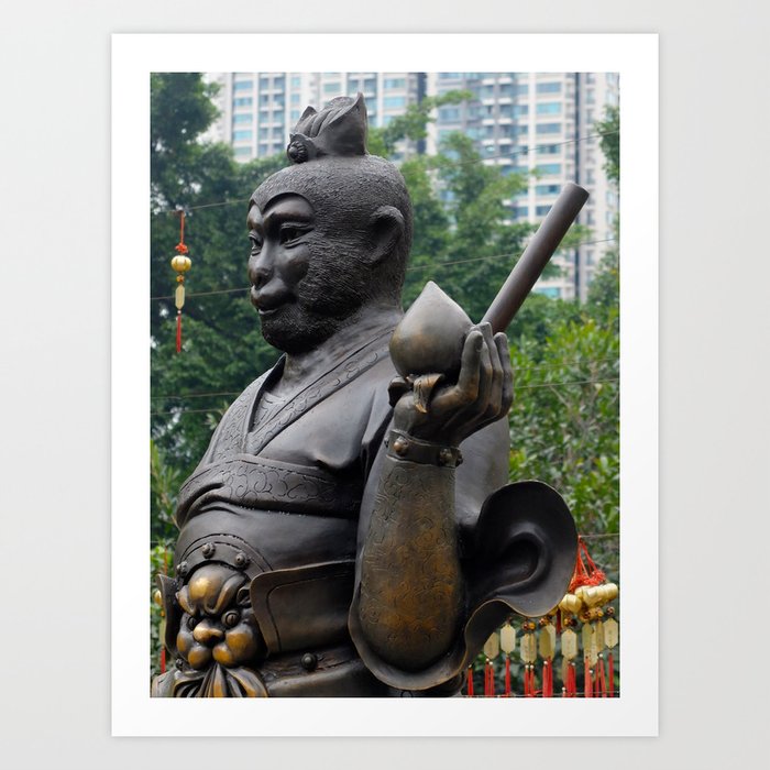 monkey statue, hong kong Art Print