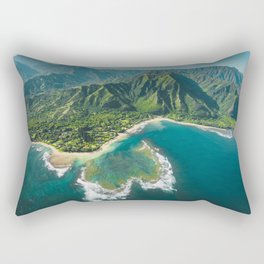 Coastal Kauai, Hawaii turquoise ocean aerial view tropical coast landscape color photograph / photography Rectangular Pillow